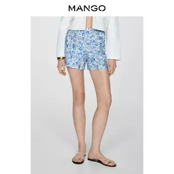 Женские шорты Mango с цветочным принтом, синий