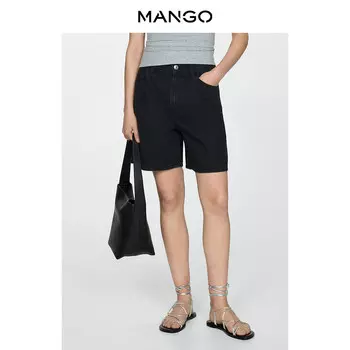 Женские шорты Mango с высокой талией, черный