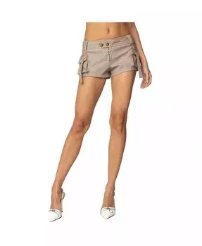 Женские шорты Micro Cargo из искусственной кожи с потертостями Edikted, коричневый/бежевый