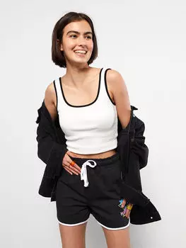 Женские шорты с эластичной резинкой на талии с принтом LCW Casual