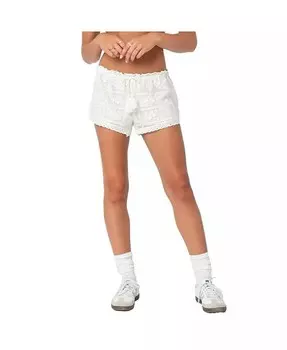 Женские шорты с кружевом и вышивкой Edikted, бежевый