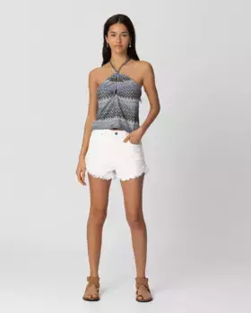 Женские шорты с рваным низом и вышитым логотипом Noon, белый