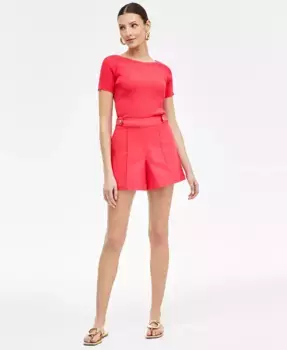 Женские шорты с высокой посадкой и пуговицами на манжетах I.N.C. International Concepts, розовый