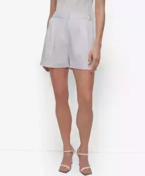 Женские шорты с высокой посадкой, плиссированные спереди и широкие по крою DKNY, слоновая кость/кремовый