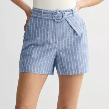Женские шорты с высокой талией и поясом спереди Nine West, цвет blue pinstripe