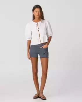 Женские шорты средней посадки с передними карманами и застежкой на пуговицах и молнии Noon, синий