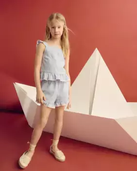 Женские шорты в клетку с поясом Coconut El Corte Ingls, синий