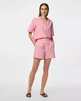 Женские шорты в полоску из льна Pieces, цвет Rosa claro