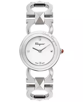 Женские швейцарские часы-браслет со звеньями из нержавеющей стали с двойной застежкой Gancini, 25 мм Salvatore Ferragamo