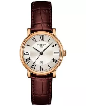 Женские швейцарские часы Carson Premium с коричневым кожаным ремешком, 30 мм Tissot, коричневый