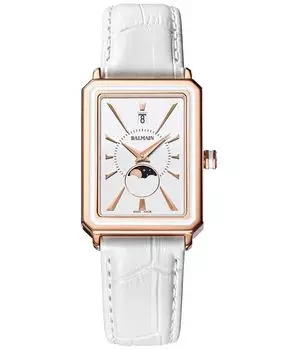 Женские швейцарские часы Eirini Moonphase с белым кожаным ремешком, 28x37 мм Balmain