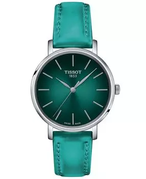 Женские швейцарские часы Everytime Green с ремешком из искусственной кожи, 34 мм Tissot, зеленый