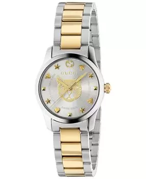 Женские швейцарские часы G-Timeless с двухцветным браслетом из нержавеющей стали, 27 мм Gucci