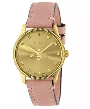 Женские швейцарские часы G-Timeless с тонким светло-розовым кожаным ремешком, 29 мм Gucci, розовый