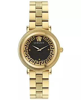 Женские швейцарские часы Greca Flourish с позолоченным браслетом из нержавеющей стали с ионным покрытием, 35 мм Versace