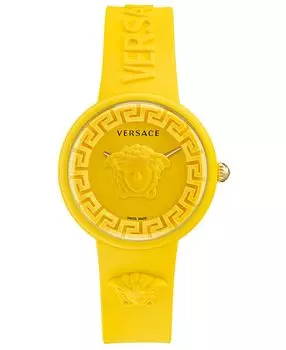 Женские швейцарские часы Medusa Pop с желтым силиконовым ремешком, 39 мм Versace, желтый