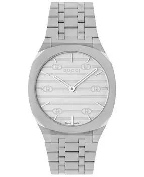 Женские швейцарские часы с браслетом из нержавеющей стали 25H, 34 мм Gucci, серебро