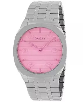 Женские швейцарские часы с браслетом из нержавеющей стали 25H, 38 мм Gucci, розовый