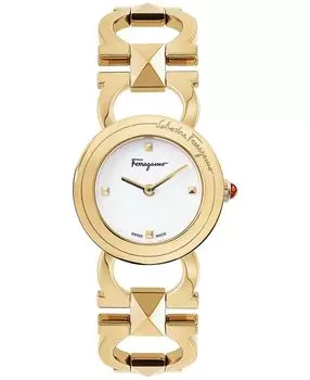 Женские швейцарские часы с двойным браслетом Gancini с позолоченным ионным покрытием, 25 мм Salvatore Ferragamo