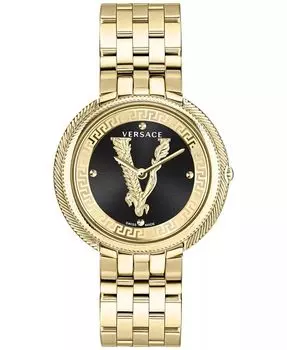 Женские швейцарские часы Thea с позолоченным браслетом из нержавеющей стали с ионным покрытием, 38 мм Versace, золото