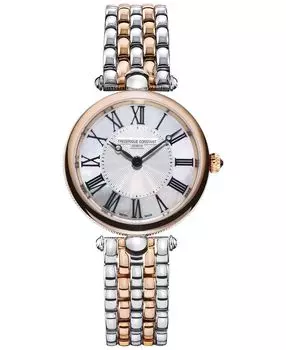 Женские швейцарские двухцветные часы-браслет из нержавеющей стали в стиле ар-деко, 30 мм Frederique Constant