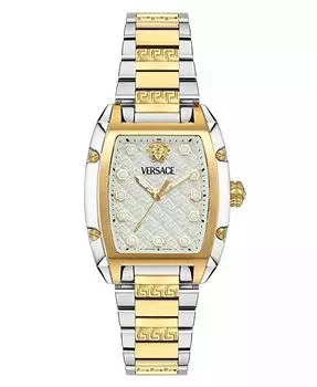 Женские швейцарские двухцветные часы-браслет из нержавеющей стали 45x36 мм Versace, мультиколор