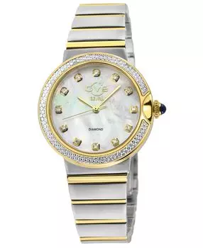 Женские швейцарские кварцевые часы Sorrento с бриллиантами, двухцветные часы-браслет из нержавеющей стали SS IPYG, 32 мм GV2 by Gevril, серебро