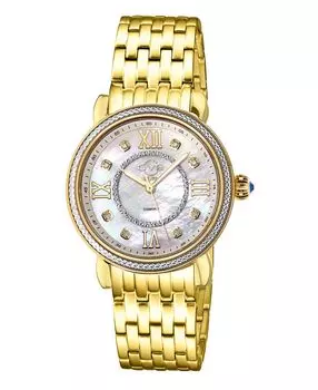 Женские швейцарские кварцевые золотистые часы Марсала из нержавеющей стали 37 мм GV2 by Gevril, золотой