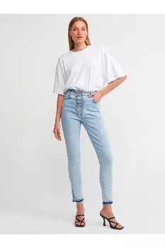 Женские синие джинсы Bertha с толстой молнией и потертостями Dilvin, синий