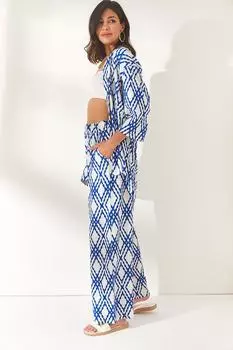 Женские синие вискозные брюки Saks с эластичным поясом и карманами Olalook, темно-синий