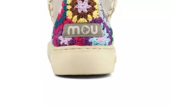 Женские смелые эскимосские кроссовки на каблуке, связанном крючком, цвета мела Mou