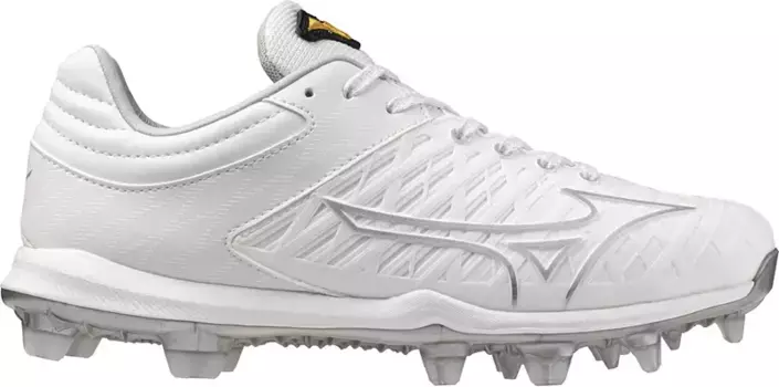 Женские софтбольные бутсы Mizuno Pro FP из ТПУ, цвет White/Silver