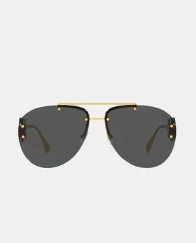 Женские солнцезащитные очки-авиаторы из золотистого металла с двойной перемычкой Versace, золотой