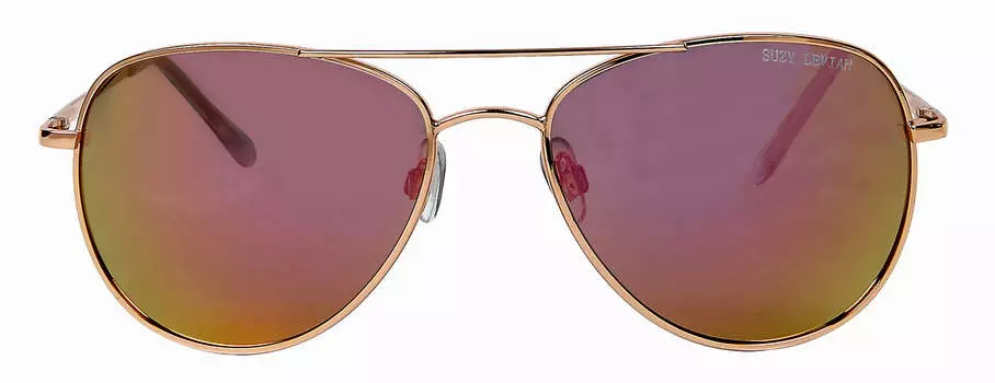 Женские солнцезащитные очки-авиаторы Suzy Levian Pink Reflector с зеркальными линзами и золотой оправой
