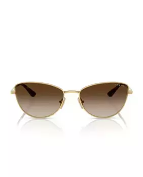 Женские солнцезащитные очки-бабочки из металла с коричневыми градиентными линзами Vogue, золото