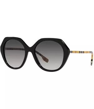 Женские солнцезащитные очки Burberry Omen 55 мм с геометрическим рисунком, черный