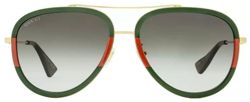 Женские солнцезащитные очки Gucci GG0062S цвет 003 Золотистые/Зеленые/Красные 57 мм