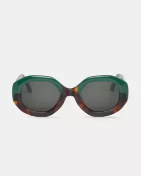 Женские солнцезащитные очки из ацетата с геометрическим рисунком коричневого и зеленого цветов Mr. Boho, мультиколор