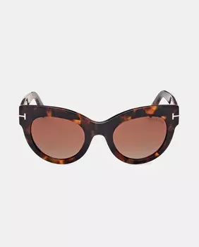 Женские солнцезащитные очки «кошачий глаз» из ацетата гаваны Tom Ford, коричневый