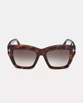 Женские солнцезащитные очки «кошачий глаз» из ацетата с черными поляризованными линзами Tom Ford, коричневый