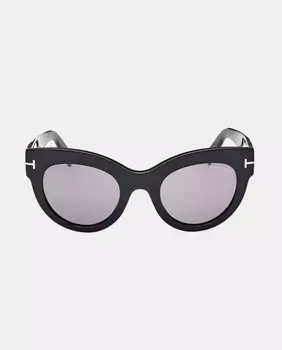 Женские солнцезащитные очки «кошачий глаз» из черного ацетата Tom Ford, черный