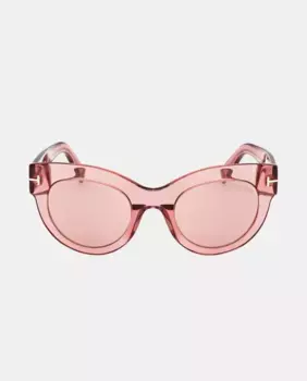 Женские солнцезащитные очки «кошачий глаз» из полупрозрачного розового ацетата Tom Ford, розовый