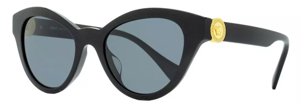 Женские солнцезащитные очки «кошачий глаз» Versace VE4435F GB1/87 черные/золотые 52 мм