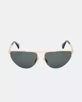 Женские солнцезащитные очки «кошачий глаз» в металлической оправе золотого цвета Max Mara, золотой