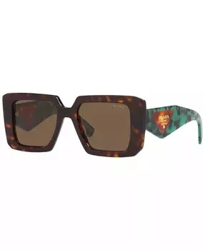 Женские солнцезащитные очки квадратной формы с низкой перемычкой, PR 23YSF PRADA, коричневый