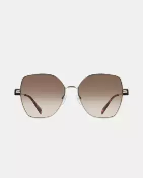 Женские солнцезащитные очки квадратной формы в металлической оправе с градиентными линзами LIUJO, золотой