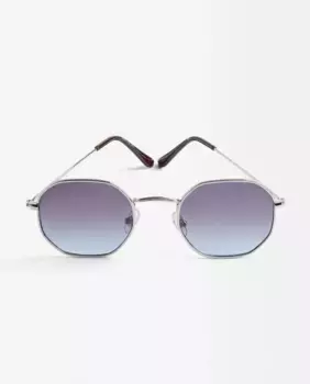 Женские солнцезащитные очки Parfois с защитой от УФ-излучения шестиугольной формы из нержавеющей стали серебристого цвета, серебряный