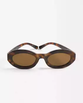 Женские солнцезащитные очки Parfois с защитой от УФ-излучения и овальной формой коричневого цвета с анималистичным принтом, коричневый