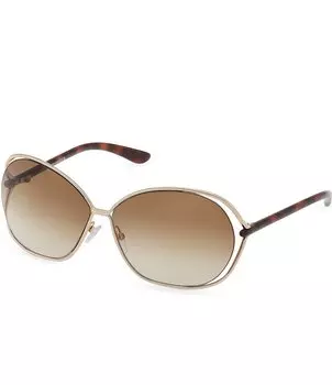 Женские солнцезащитные очки TOM FORD Carla 66 мм с геометрическим рисунком, золотой