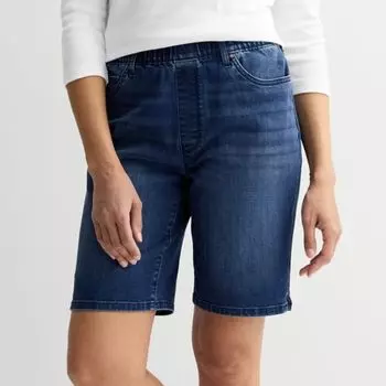 Женские современные джинсовые бермуды на резинке Croft & Barrow, цвет dark wash